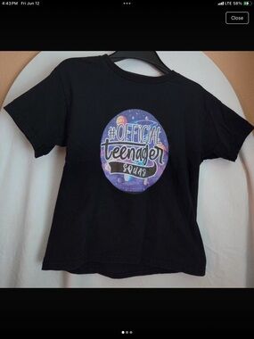 Black "Official Teenager Squad" Graphic Tee for New Teen